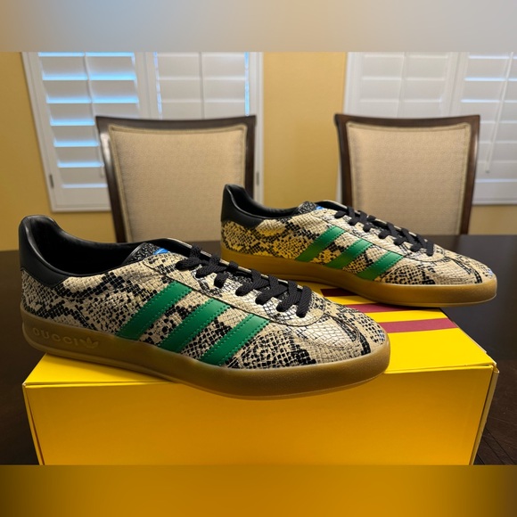 New Gucci x Adidas Gazelle Python Print Leather Sneaker Shoes UK 11.5 / US 12 - Picture 6 of 16